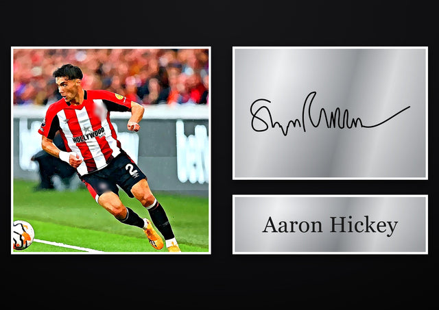 Aaron Hickey Brentford pre-printed autograph print