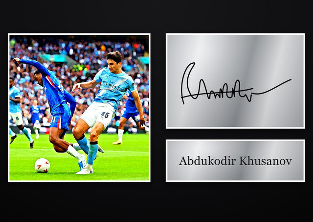 Abdukodir Khusanov Manchester City pre-printed autograph print