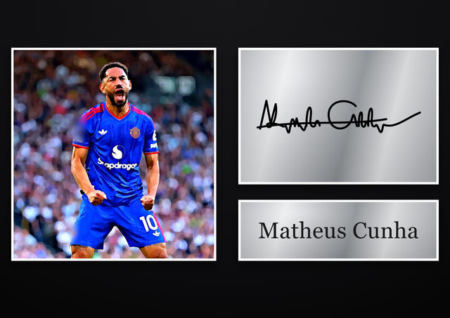 Matheus Cunha Manchester United pre-printed autograph print