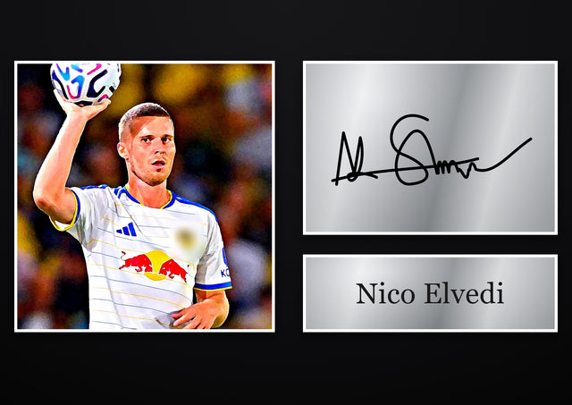 Nico Elvedi Leeds United pre-printed autograph print