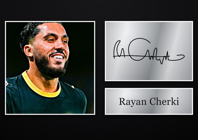 Rayan Cherki Manchester City pre-printed autograph print