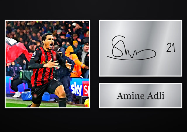 Amine Adli Bournemouth pre-printed autograph print