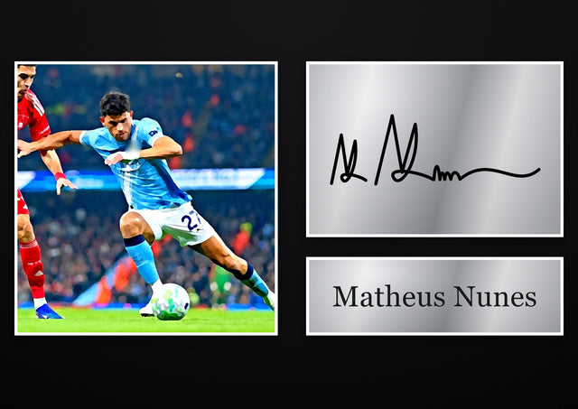 Matheus Nunes Manchester City pre-printed autograph print
