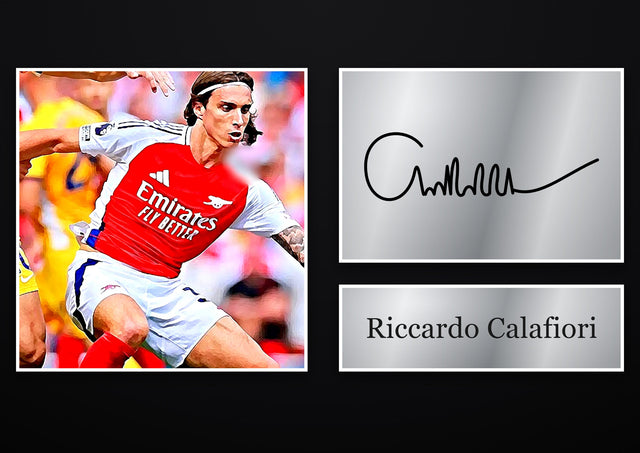 Riccardo Calafiori Arsenal pre-printed autograph print