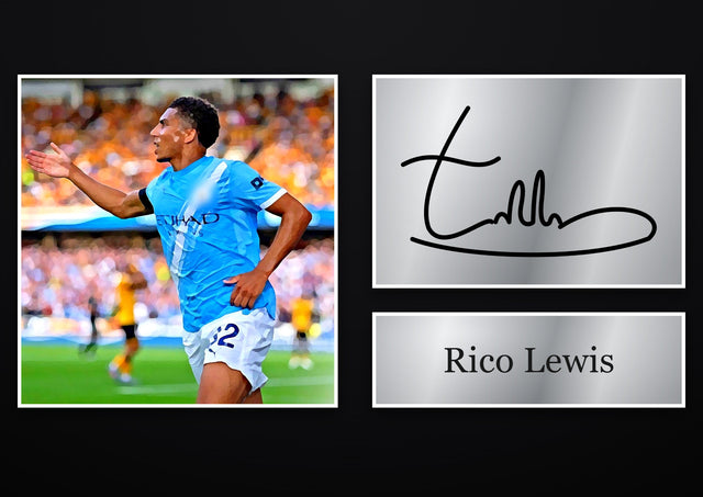 Rico Lewis Manchester City pre-printed autograph print